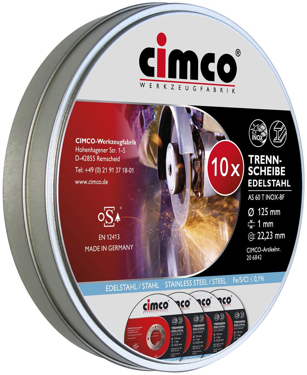 Trennscheiben-Set CIMCO 10 Stück in Dose Ø 125×1mm