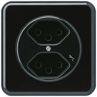 Prise ENC basico 2×type 13/1 noir avec sécurité enfants