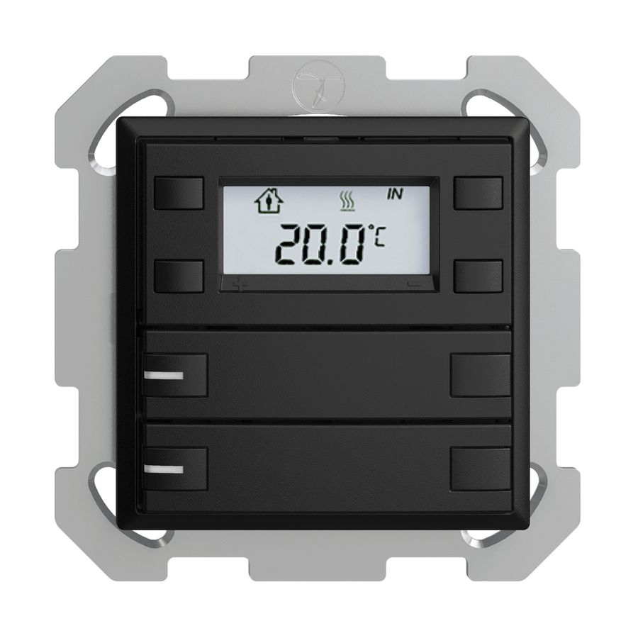 Poussoir RTH ENC KNX 2× EDIZIOdue FM noir, avec LED RGB