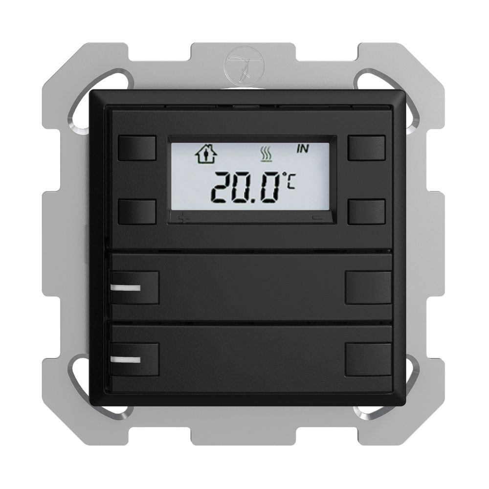 Poussoir RTH ENC KNX 2× EDIZIOdue FM noir, avec LED RGB