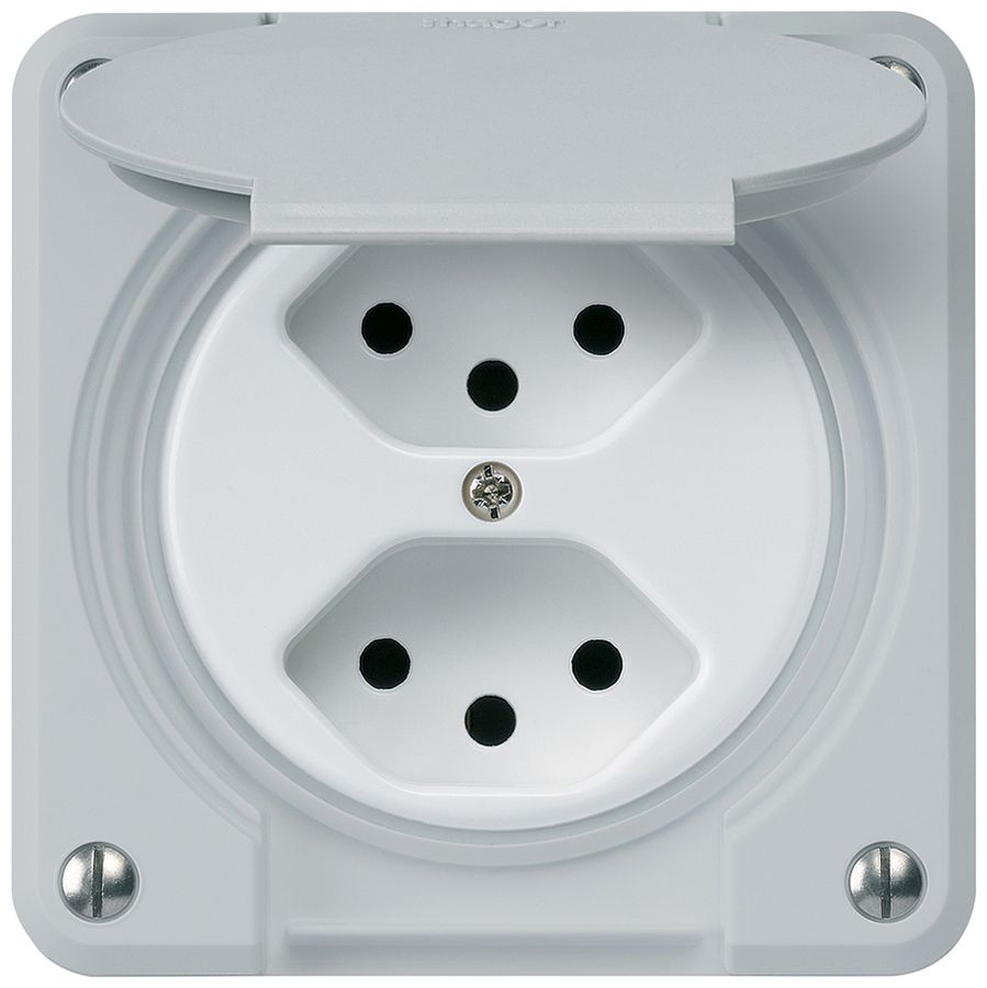 Presa INC robusto 2×tipo 13 grigio