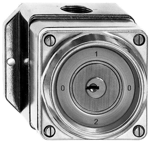 Interrupteur rotatif AP hum.2/3P Al nature avec serrure de sûreté