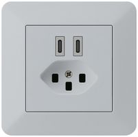 Prise de charge USB ENC Hager kallysto.trend C-C 20W+T23 5V 94×94mm gris