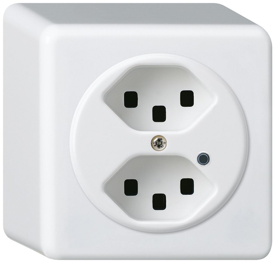 Presa AP Hager basico 2×tipo 23 illuminati Q bianco