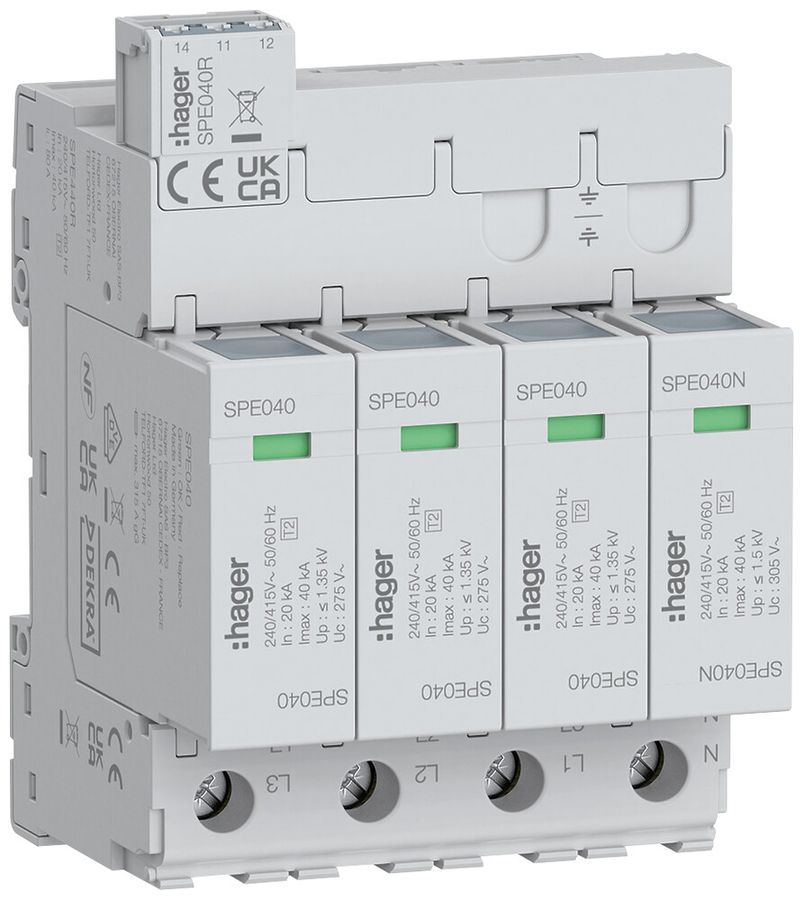 Überspannungsableiter SPD Typ 2 TN-S TT 4P 415V 315A 80A 50mm² 35mm² 4 TE