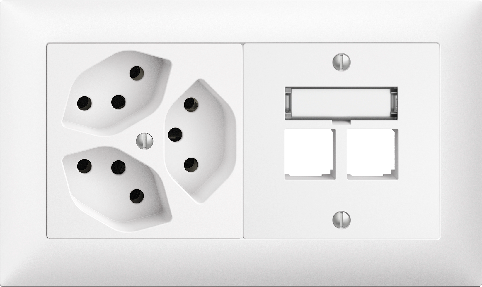 Combinazione INC Edue 1x2 bi, 3 T13 + kit mont. S-One 2 RJ45 diritto