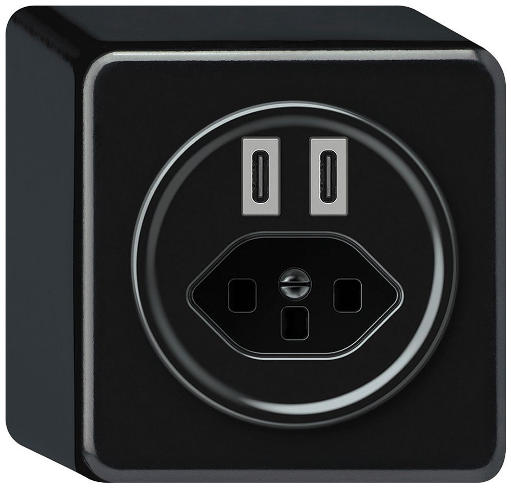 Presa di carica USB AP origin 2×USB-C 3000mA 5V con tipo 23 nero
