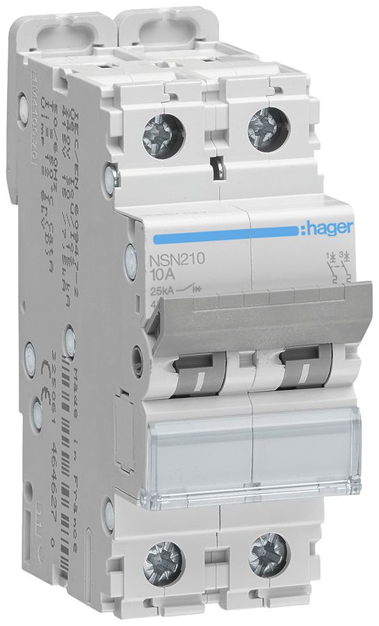 Leitungsschutzschalter Hager MCB 2P 415V Typ D 10A Icu 25kA 2TE