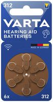 Knopfzelle Zink/Luft VARTA Hearing Aid 312, Blister à 6  Stück