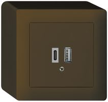 AP-USB-Ladesteckdose kallysto 18W PD 1×Typ A 1×Typ C mit AP-Gehäuse braun