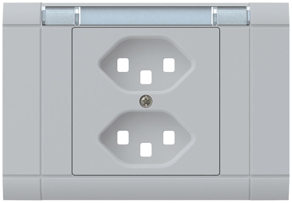 EB-Frontset kallysto, für EB-Steckdose 2×T23, mit Bezeichnungsträger, hellgrau