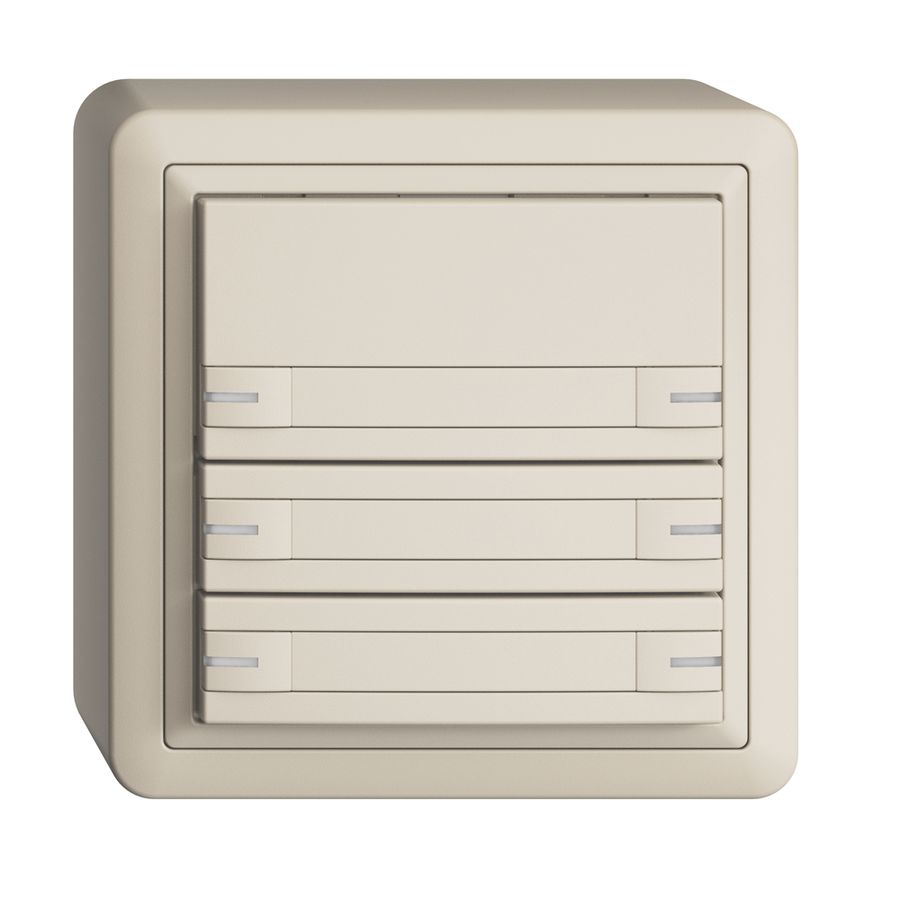 AP-KNX-Taster RGB EDUE, 250mW, m.RGB-LED, m.Papier., 6×Taste, 1×Tastenb., crema