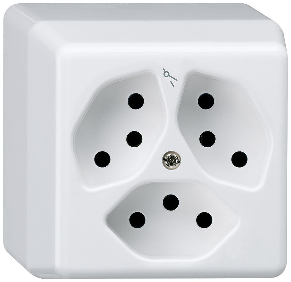 AP-Steckdose basico 3×Typ 13S weiss