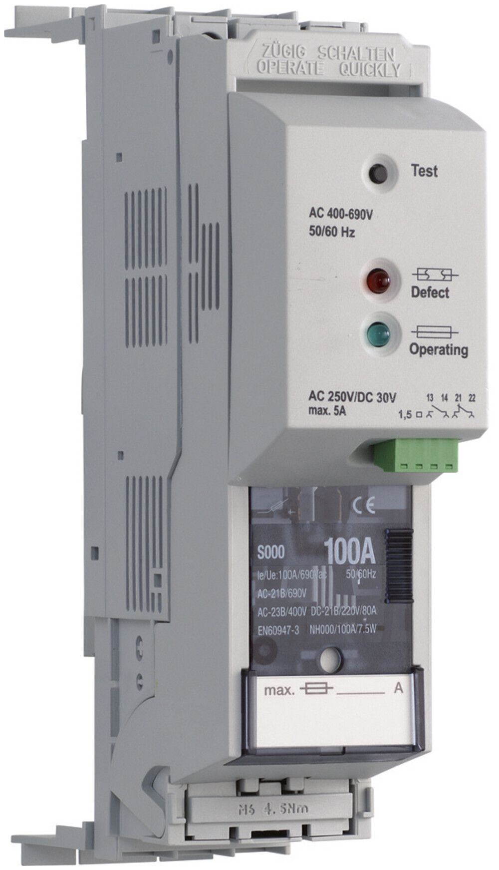 Coupe-circuit HPC weber.silas DIN000 690VAC 100A pr.ENC 32/70mm bas cont.fusible