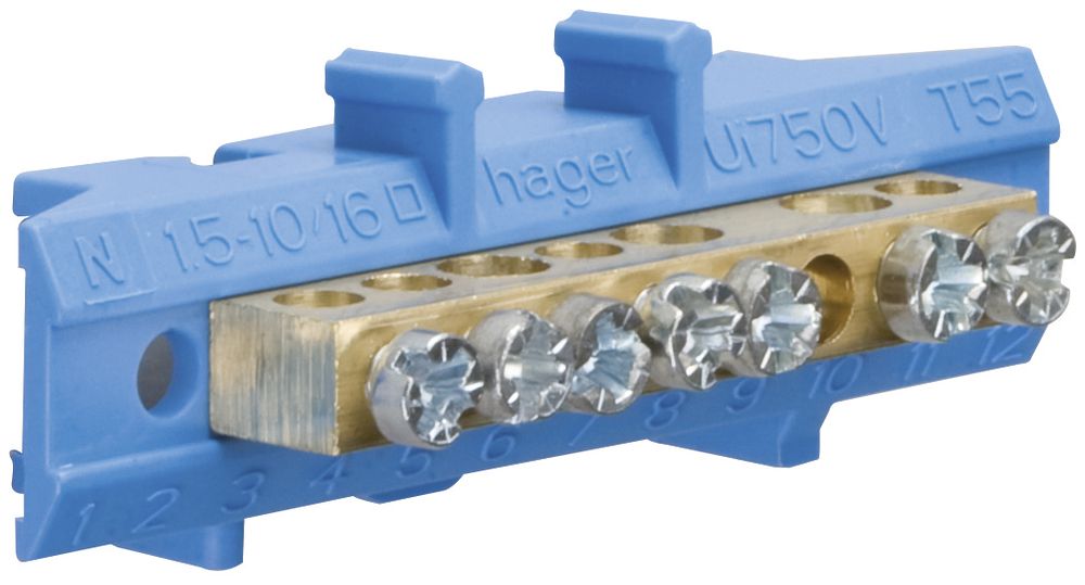 Neutralleiter-Klemmensteg Hager 3×16/4×10mm²