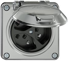 Steckdose ELEMENT 3×Typ 23 16A 250V IP20 mit Klappdeckel aluminium