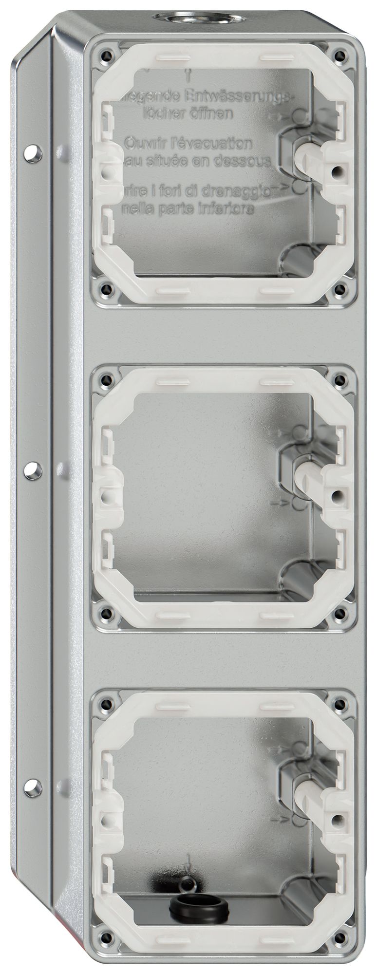 Scatola AP ELEMENT 3-volte 293×111mm 2 ingressi alluminio