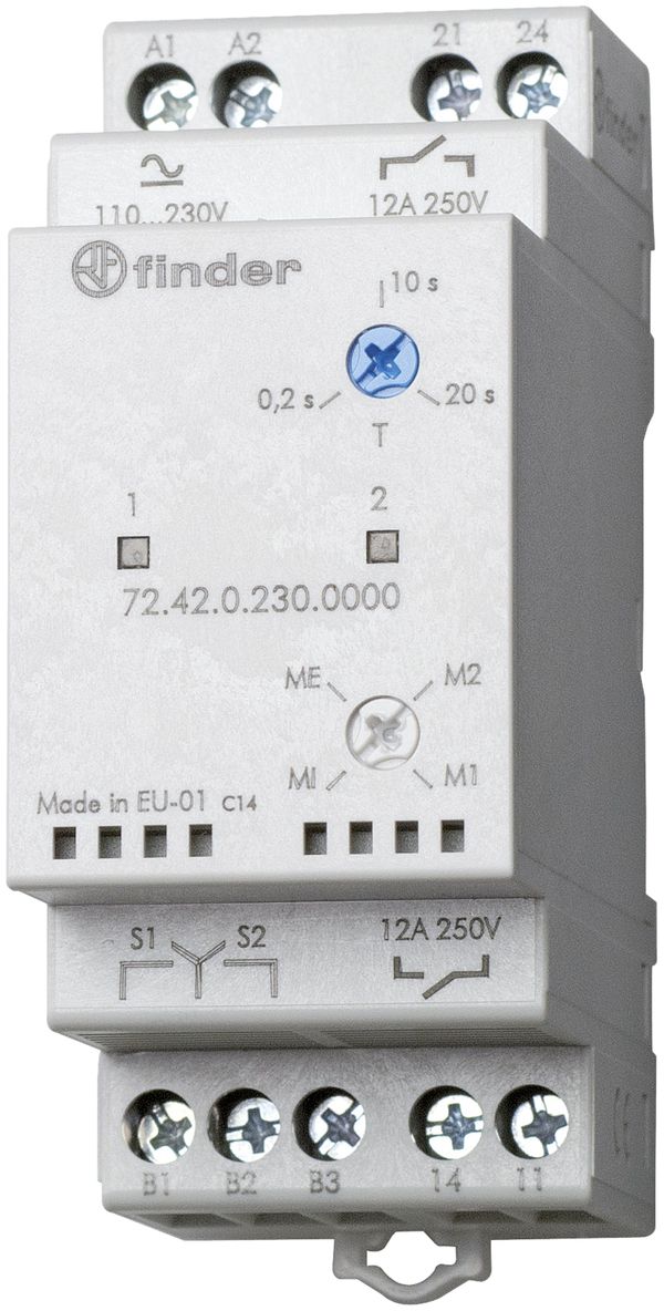 Pumpe-Umschaltrelais Finder, 2NO 12A,, 24VAC/DC