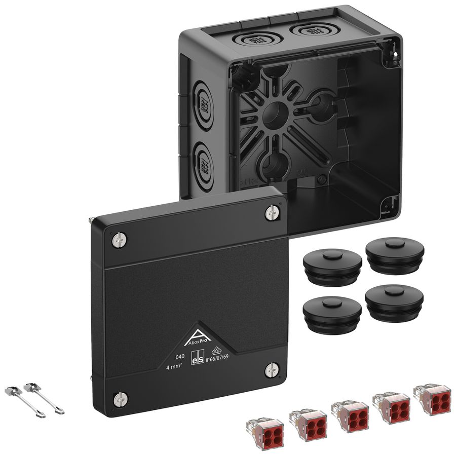 Boîte de dérivation AP Spelsberg Abox Pro 040-4²/sw 102×102×70mm IP69 no