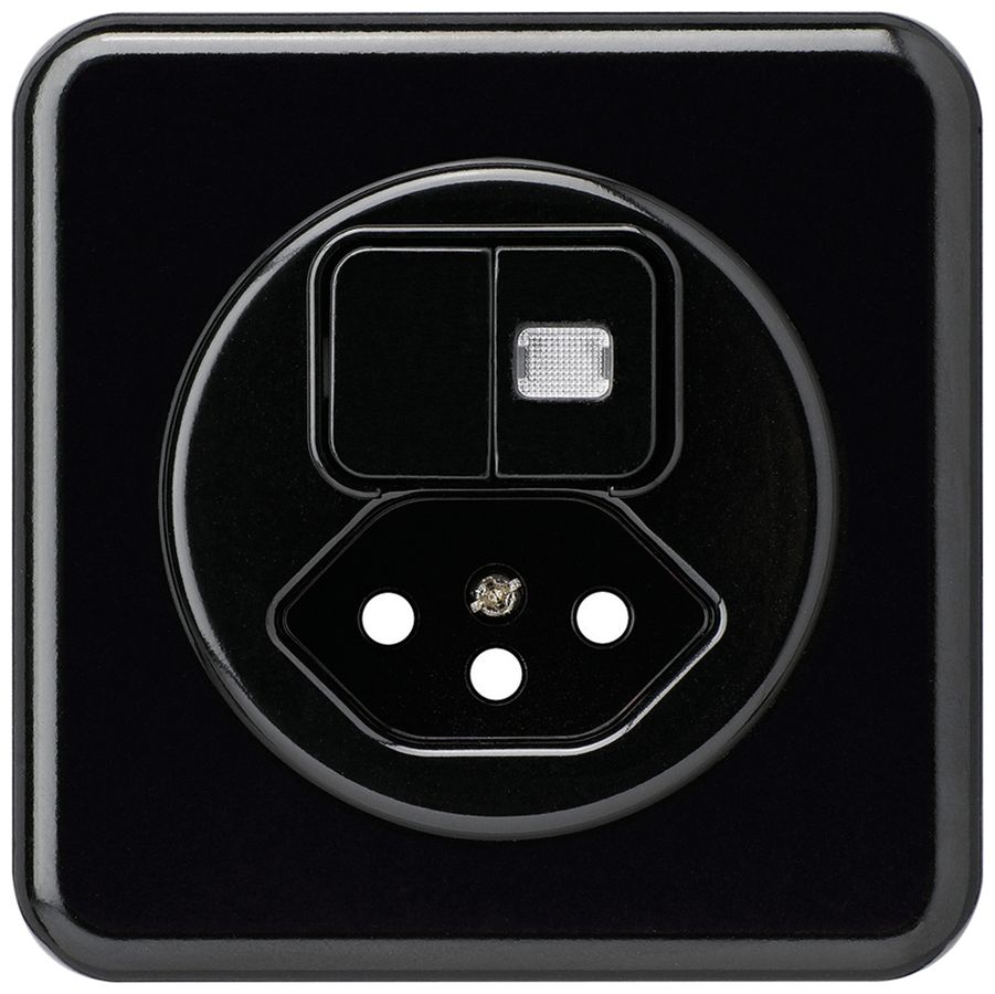 UP-Frontset basico 86×86mm schwarz mit 1 Linse für Kleinkombi S1/Typ 13