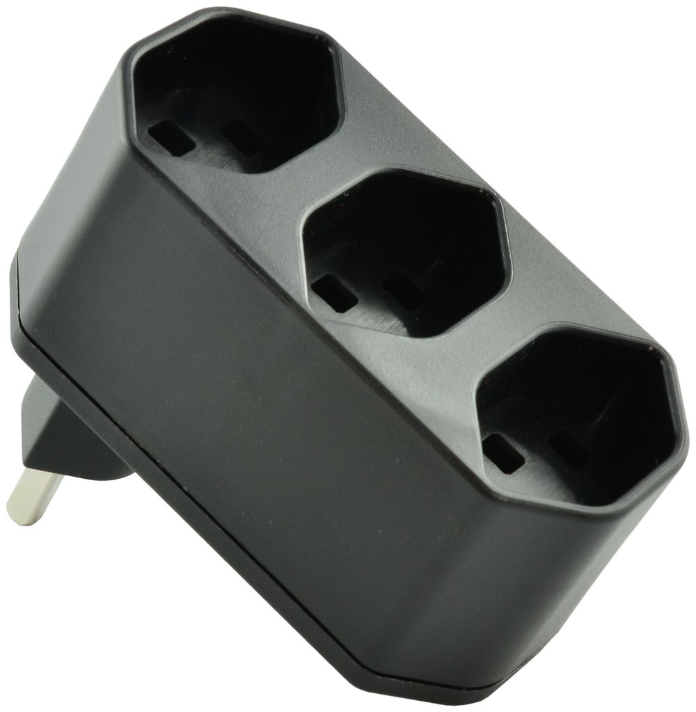 Abzweigstecker Warob 3×T23 schwarz LNPE 250V 16A