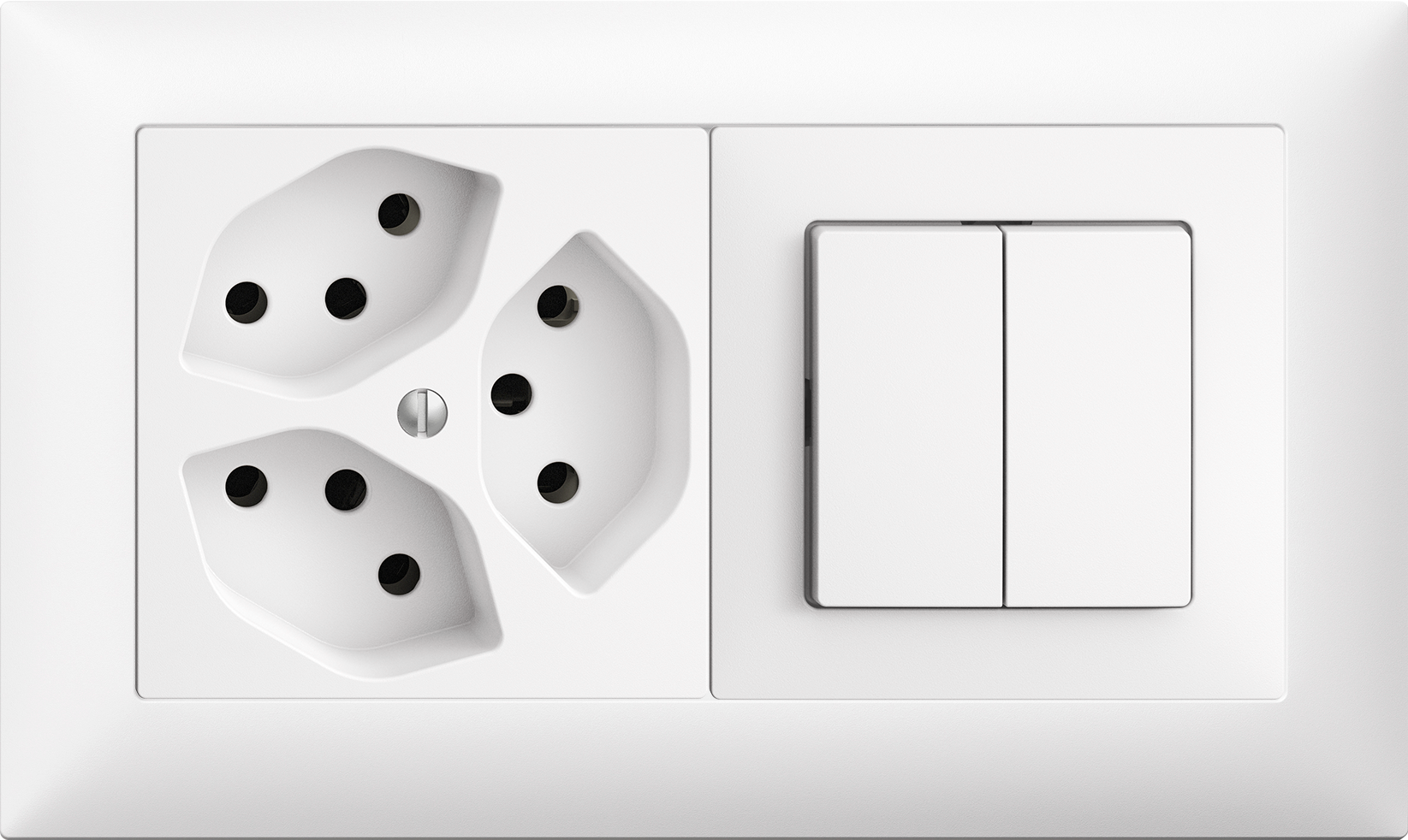 UP-Kombination Edue 1x2, Steckdose 3×T13 + Schalter 1/3+3/1P  ws