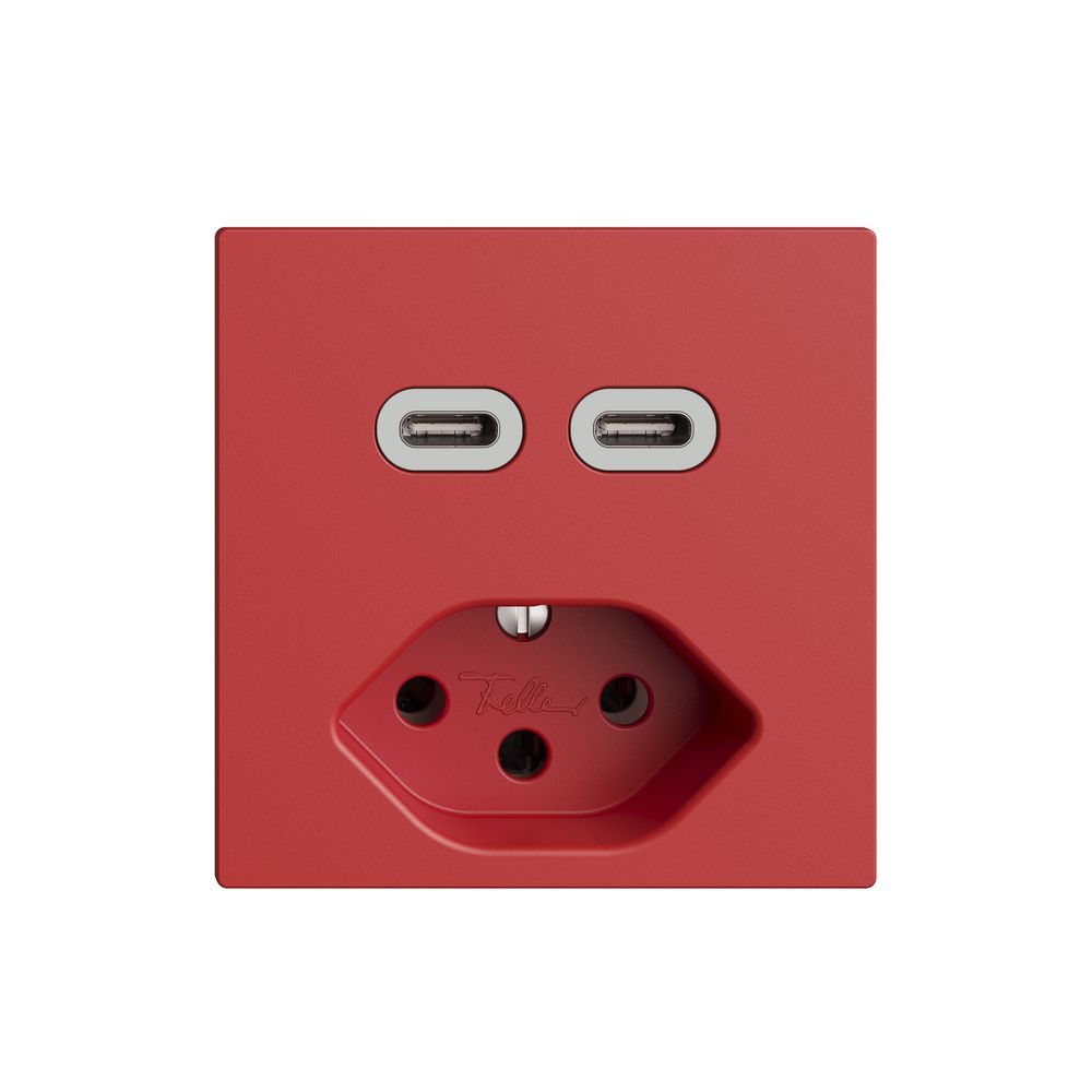 Prise USB 2×type C + type 13 Feller EDIZIOdue F 230V 3000mA berry