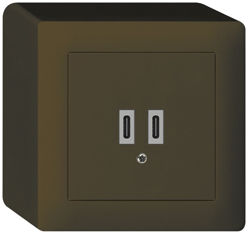 Prise de charge USB AP Hager kallysto C-C 20W 5V 86×86mm brun