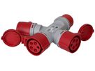 Deviatore incrociato MH 1×spina CEE 16A 3×presa CEE 16A rosso 400V IP44