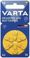 Knopfzelle Zink/Luft VARTA Hearing Aid 10, Blister à 6  Stück