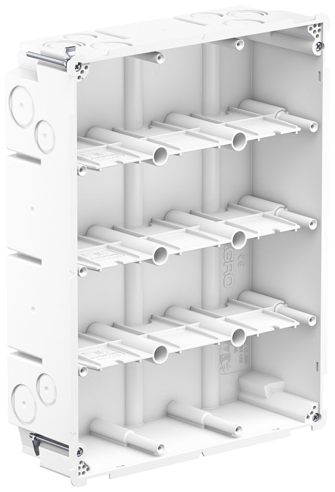 Hohlwanddose AGRO 4×3 850°C mit Laschen, M20/25, weiss
