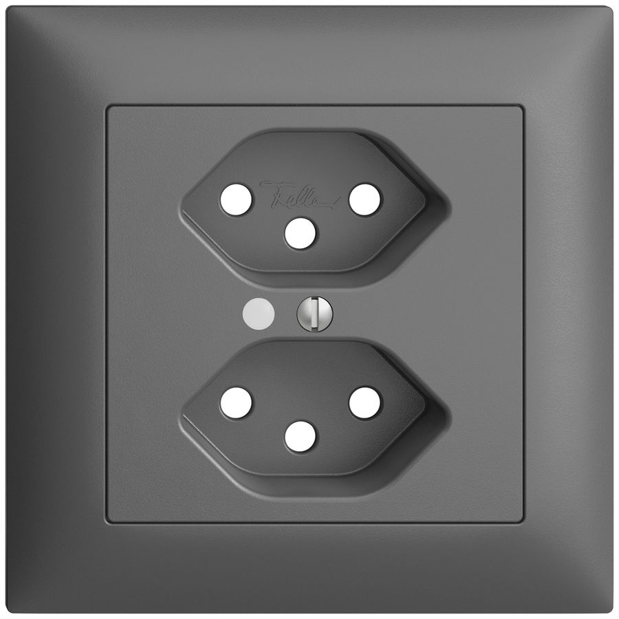 UP-Frontset EDIZIOdue dunkelgrau 88×88mm 2×T13 mit Linse