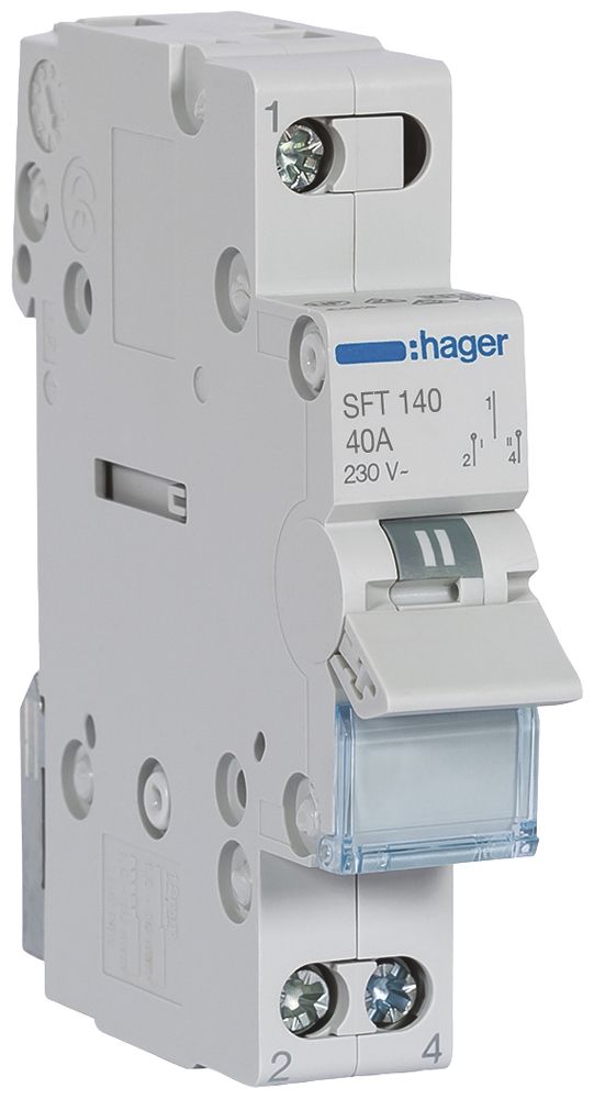 REG-Wechselschalter Hager 40A 230V 0 Schliesser 0 Öffner 1 Wechsler 1TE