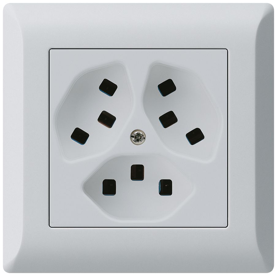 Prise ENC Hager kallysto.line 3×T23 C gris clair