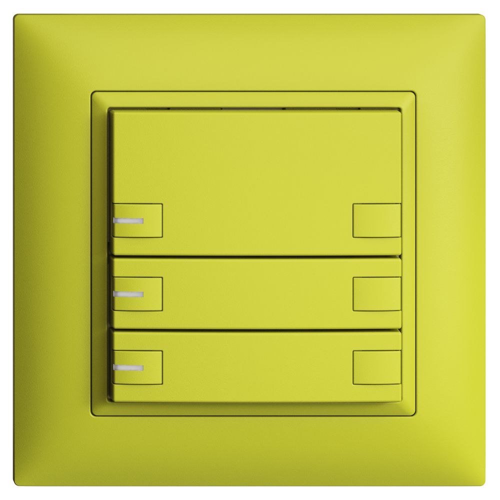 UP-KNX-Taster RGB EDUE FMI, 250mW, m.RGB-LED, 3×Taste, 2×Tastenb., lem