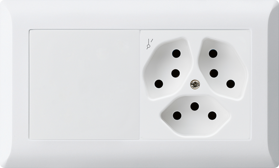 UP-Kombination KLI 1x2, Blinddeckel + Steckdose 3xT13 1/s ws