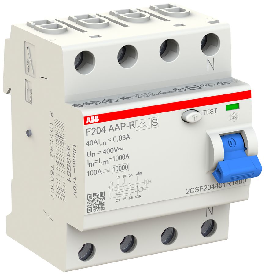 Interruttore differenziale ABB 30mA 40A 3P+N F204A-40/0.03 AP-R