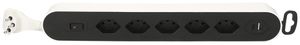 Presa multipla MAX HAURI Design/Line 5×T13, 2×USB, Td 3×1mm², 2.2m, bianco/nero