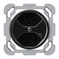 Prise ENC origin 2×type 13 1×S 10A 230V 77×77mm noir