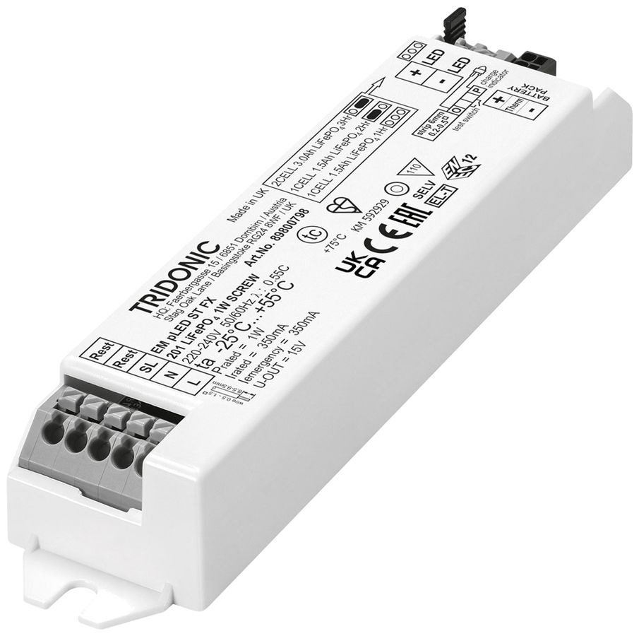 Elément de secours Tridonic EM pLED ST FX 202 LiFePO4 2W bornes enfichables