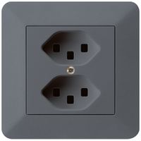 UP-Steckdose kallysto.trend 2×T23 anthrazit mit Steckklemmen