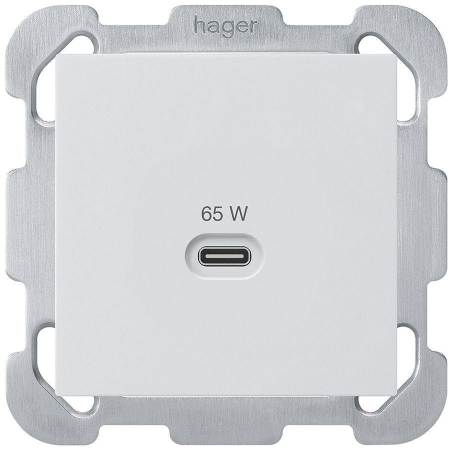 Prise de charge USB ENC Hager kallysto type C 65W 3250mA blanc