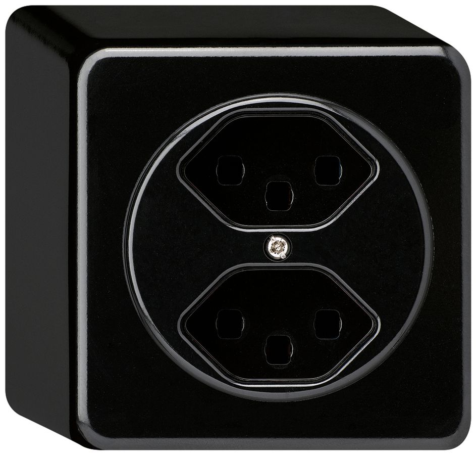 AP-Steckdose basico 2×Typ 23 schwarz mit Steckklemmen