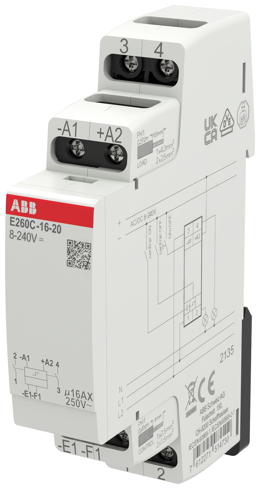Schrittschalter ABB E260C-16-20 1TE 8…240VUC/16A 4000W 2S