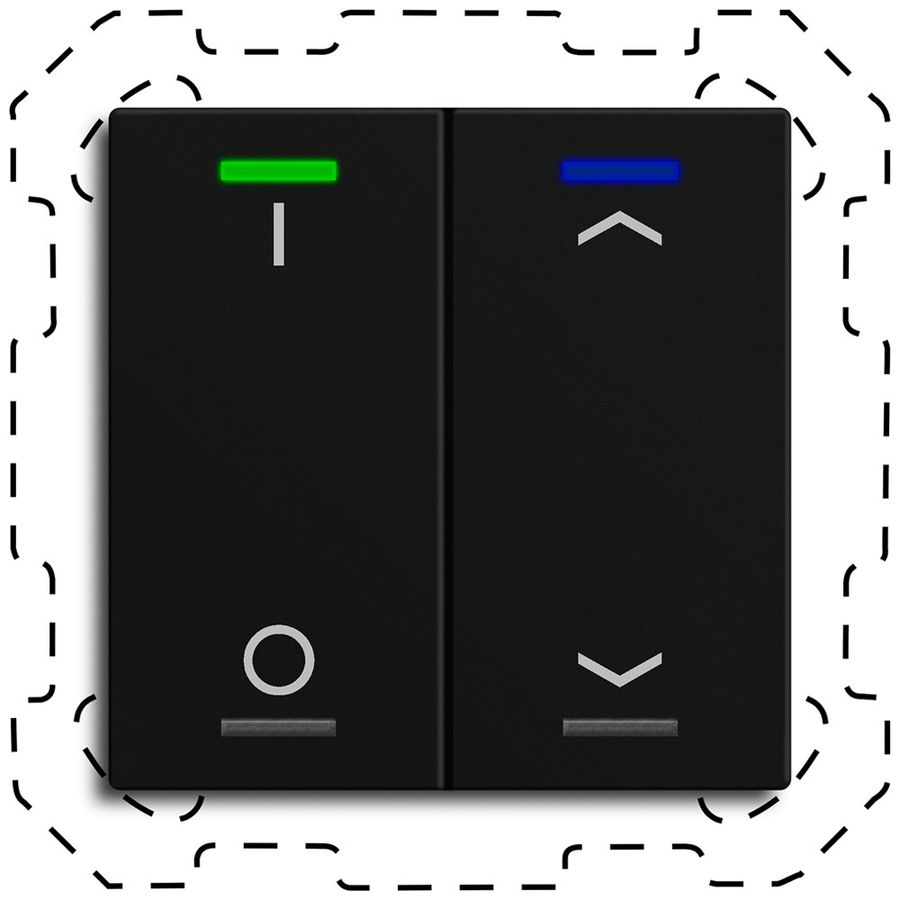 EB-Taster KNX RGBW MDT BE-TAL60T216.D1 2T/4B Temp.schwarz matt "I/O"-"Jalousie"