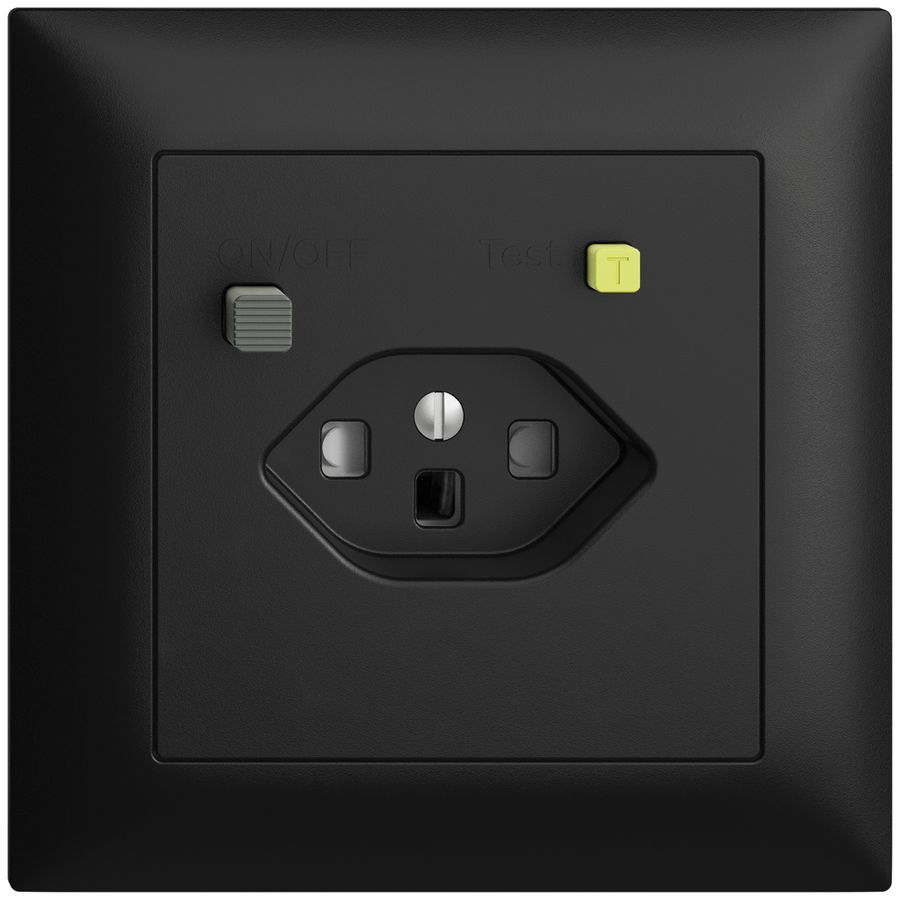 UP-Steckdose EDIZIOdue T23 FI 30mA FMI, shutter, schwarz