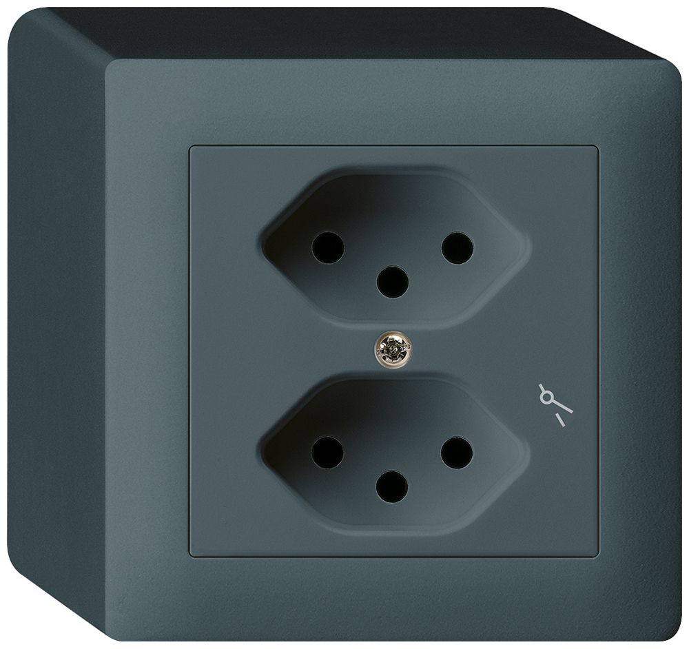 AP-Steckdose kallysto 2×T13/1 anthrazit