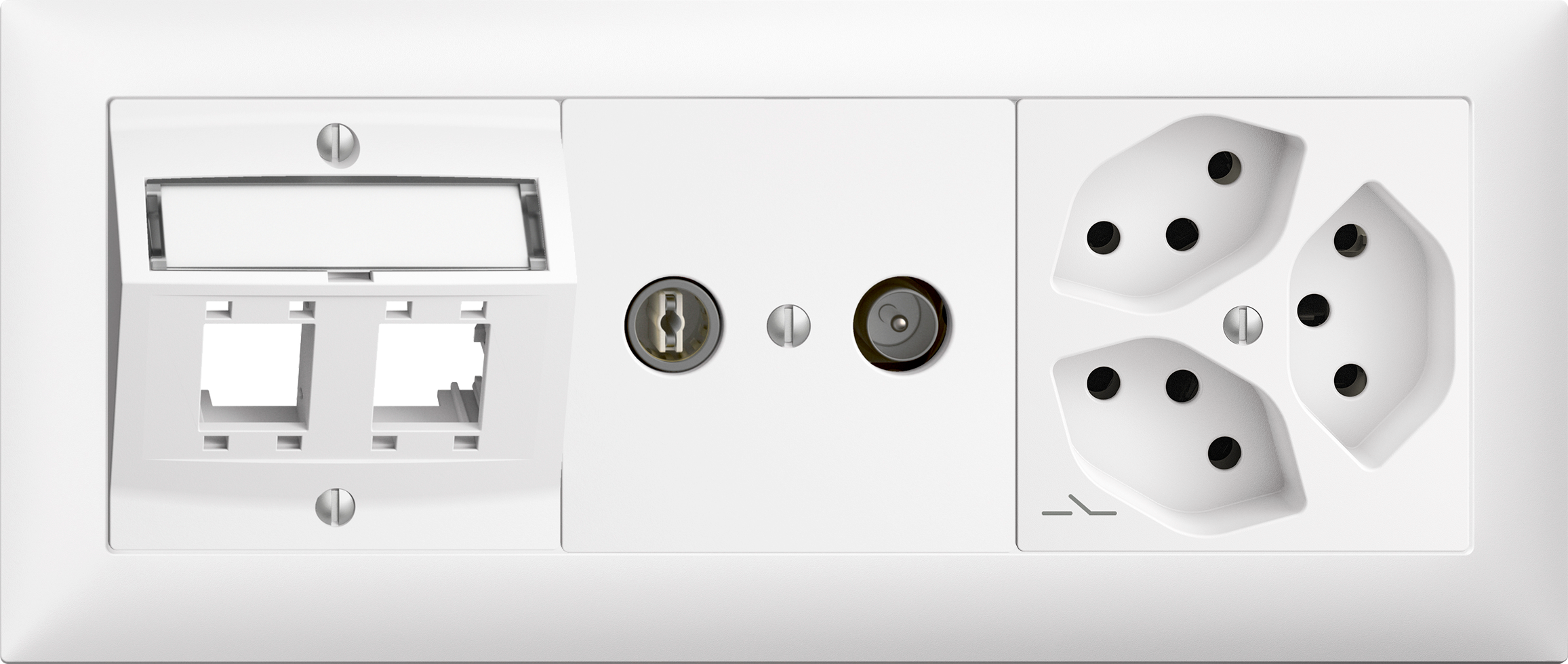 Combinaison ENC Edue 1×3, Kit m. p.2×RJ45+Prise 11dB + 3xT13 1S bc