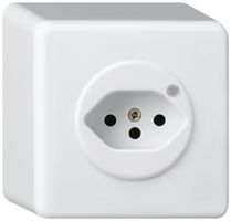 Prise AP Hager basico 1×type 13 illuminé Q blanc