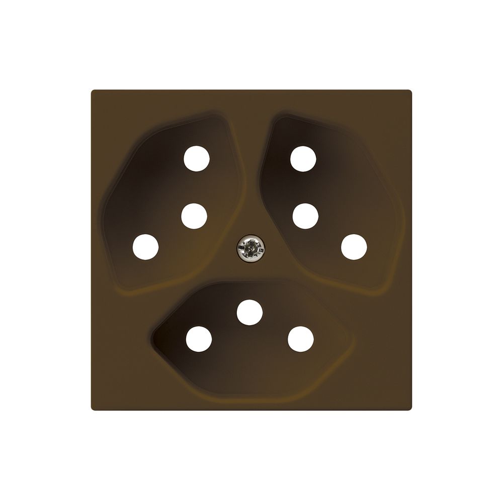 Plaque frontale kallysto 3×T13 60×60mm brun pour prise 3×T13